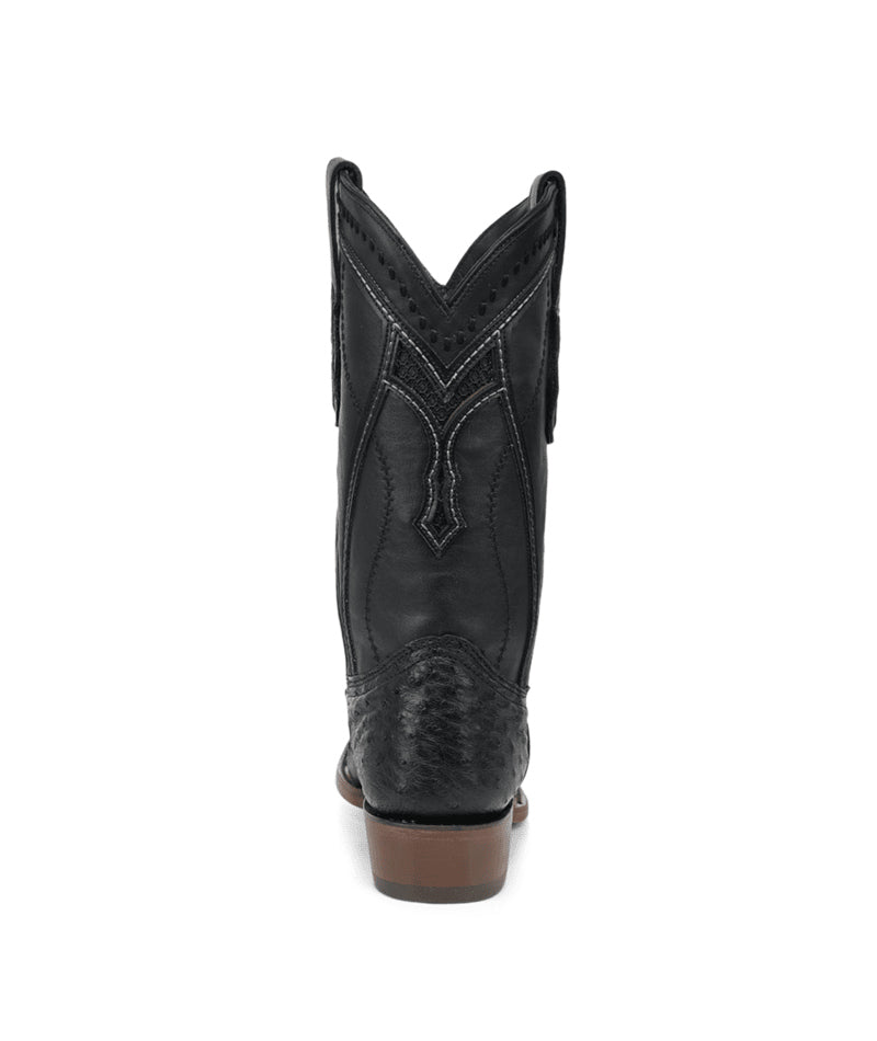 Men's Corral Black Genuine Full Quill Ostrich Boots with Inlay & Embroidery