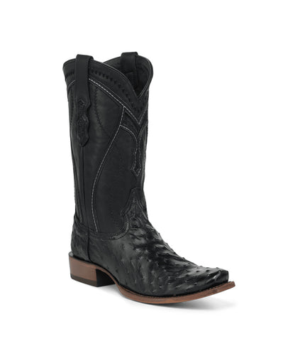 Men's Corral Black Genuine Full Quill Ostrich Boots with Inlay & Embroidery