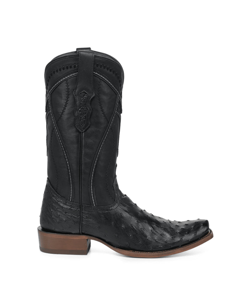 Men's Corral Black Genuine Full Quill Ostrich Boots with Inlay & Embroidery
