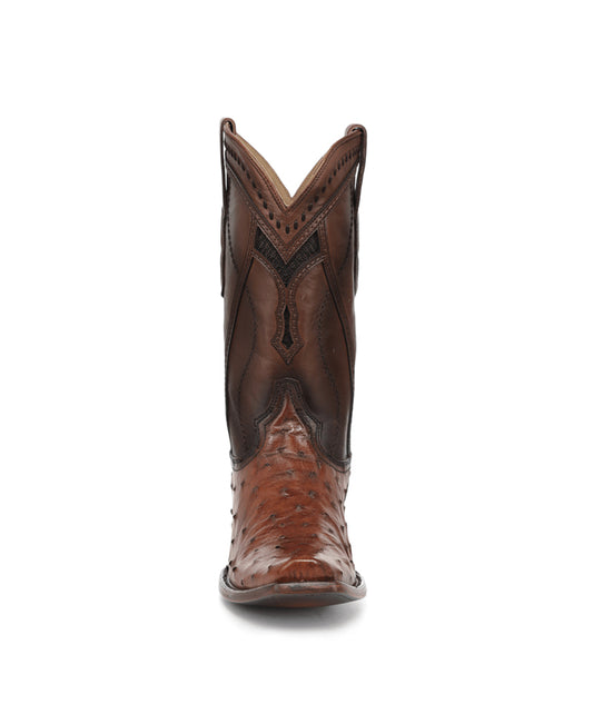Men's Corral Honey Genuine Full Quill Ostrich Boots with Inlay & Embroidery
