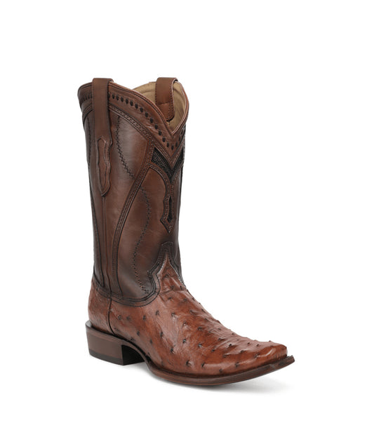 Men's Corral Honey Genuine Full Quill Ostrich Boots with Inlay & Embroidery
