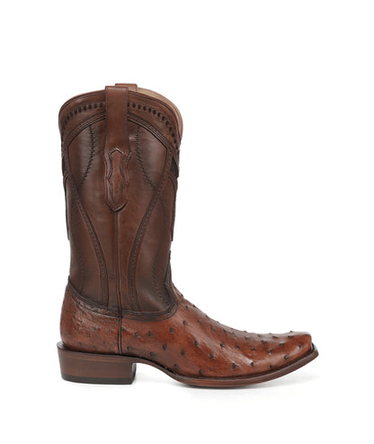 Men's Corral Honey Genuine Full Quill Ostrich Boots with Inlay & Embroidery