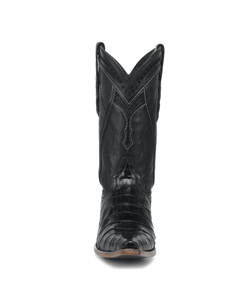 Men's Corral Black Genuine Caiman Boots with Inlay & Embroidery