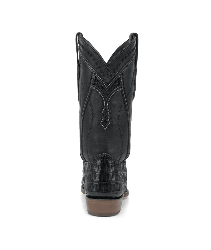 Men's Corral Black Genuine Caiman Boots with Inlay & Embroidery