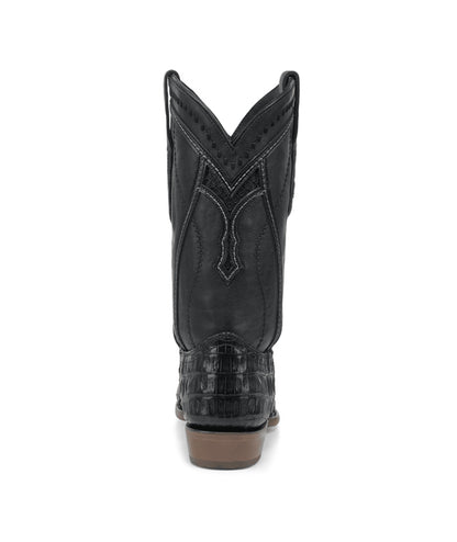 Men's Corral Black Genuine Caiman Boots with Inlay & Embroidery