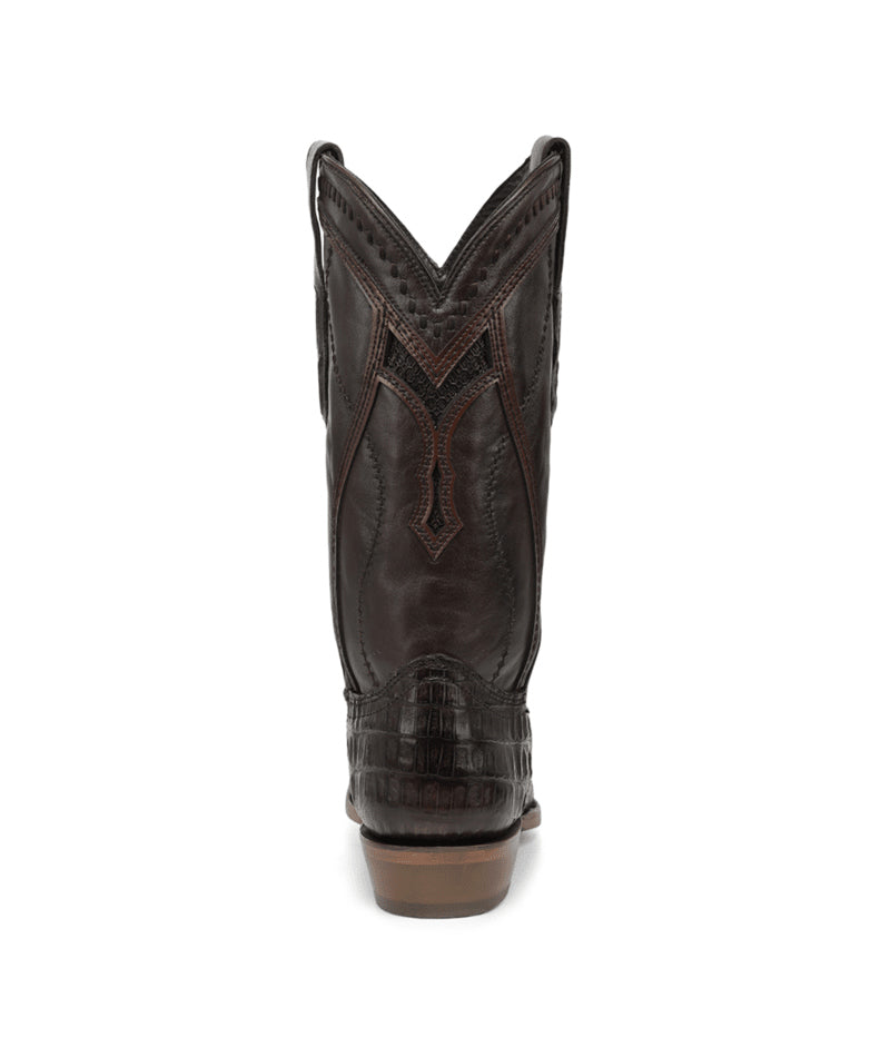 Men's Corral Brown Genuine Caiman Boots with Inlay & Embroidery