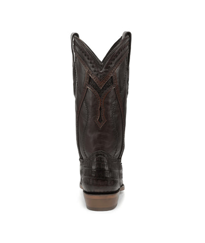 Men's Corral Brown Genuine Caiman Boots with Inlay & Embroidery