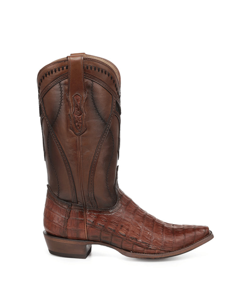 Men's Corral Honey Genuine Caiman Boots with Inlay & Embroidery