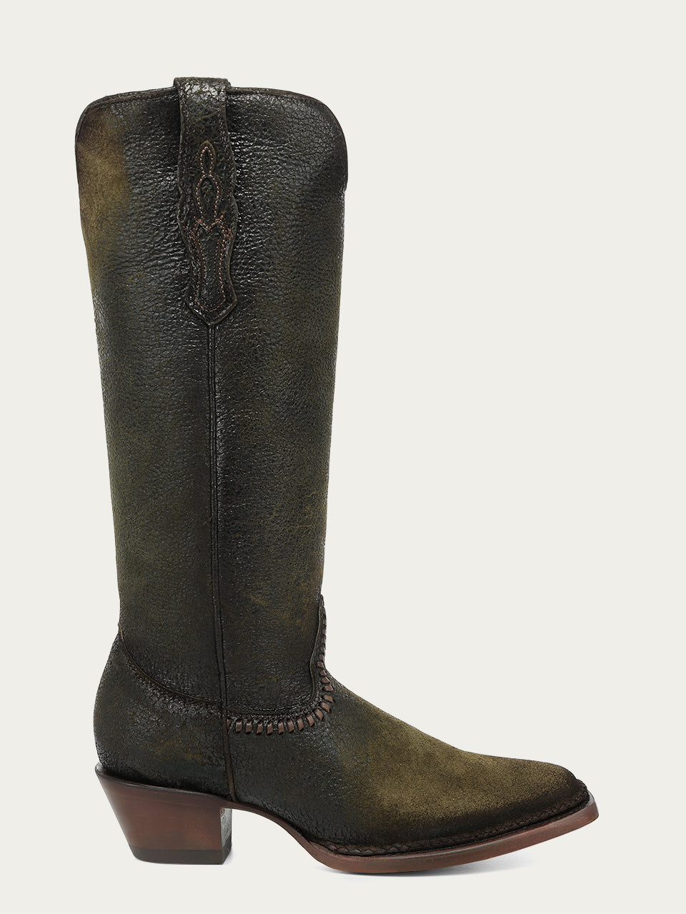 Women's Corral Green Genuine Leather Boots with Woven & Lamb Abstract Tall Top