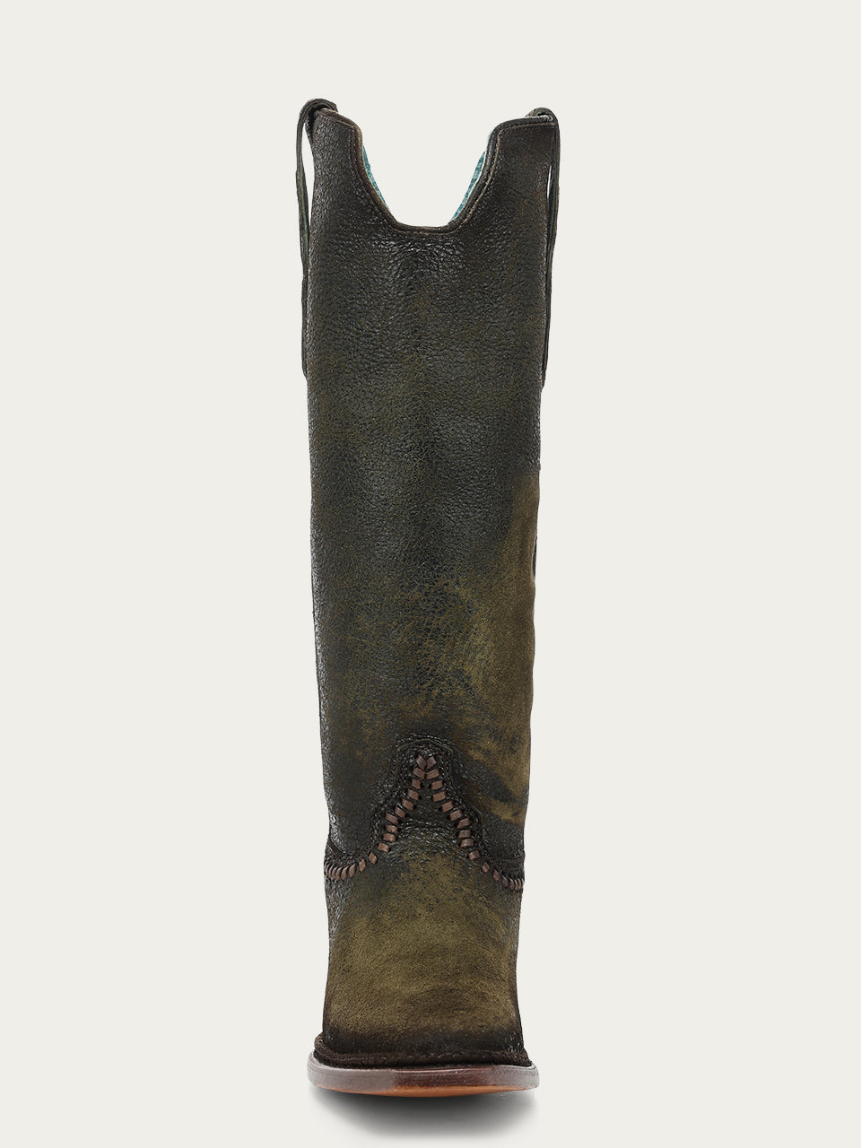 Women's Corral Green Genuine Leather Boots with Woven & Lamb Abstract Tall Top