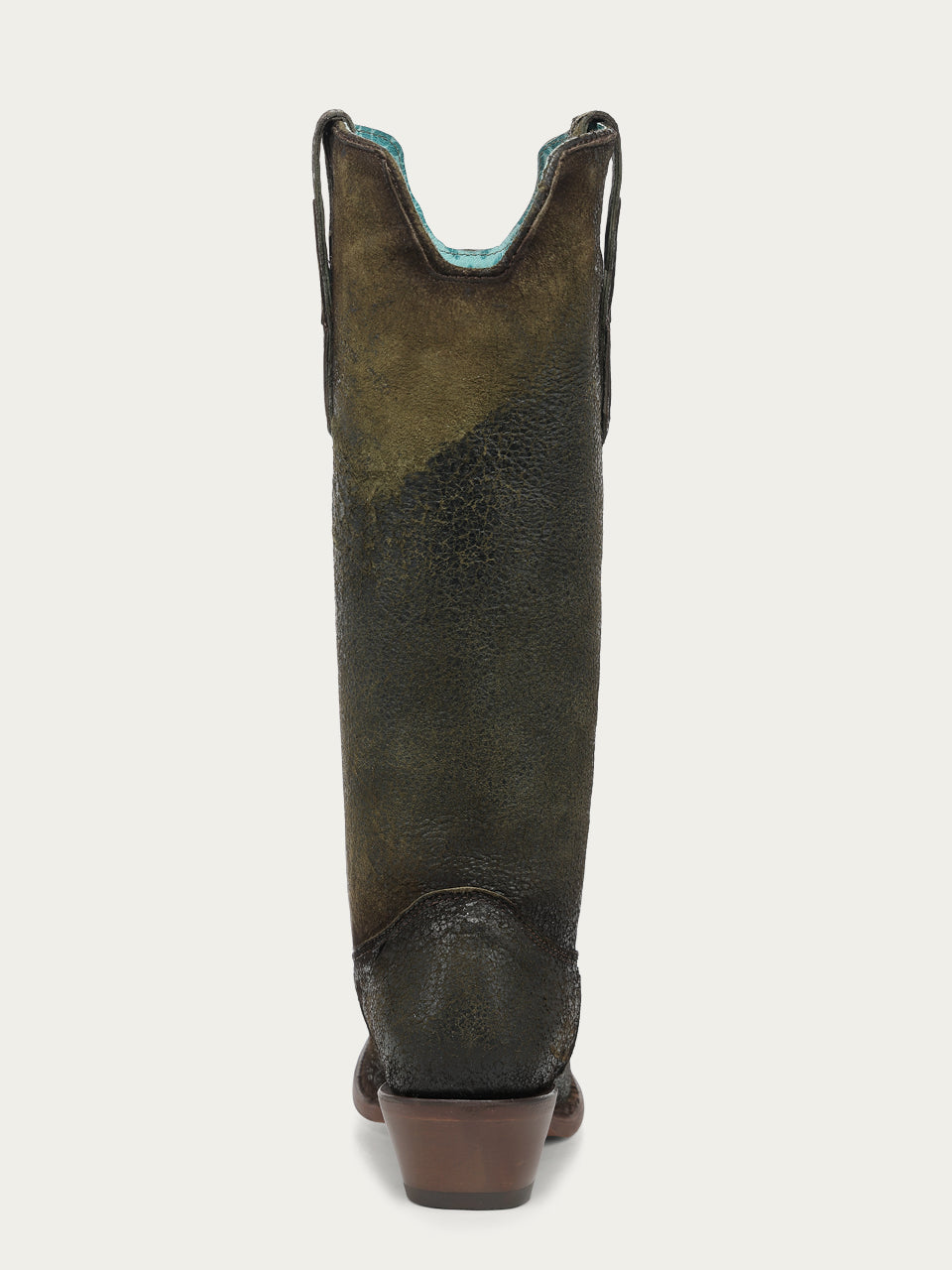 Women's Corral Green Genuine Leather Boots with Woven & Lamb Abstract Tall Top