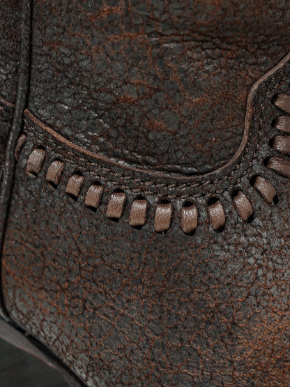Women's Corral Brown Genuine Leather Boots with Woven & Lamb Abstract Tall Top