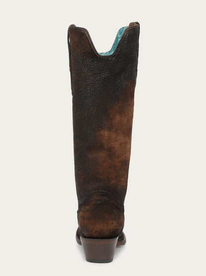 Women's Corral Brown Genuine Leather Boots with Woven & Lamb Abstract Tall Top