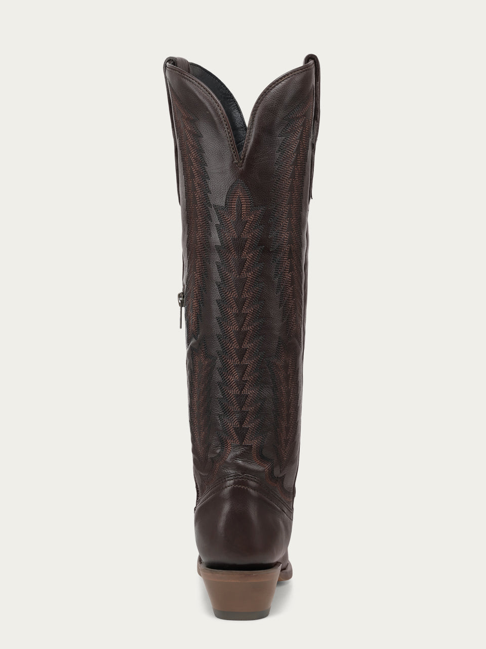 Women's Corral Chocolate Genuine Leather Boots with Serrated Pattern Embroidery Tall Top