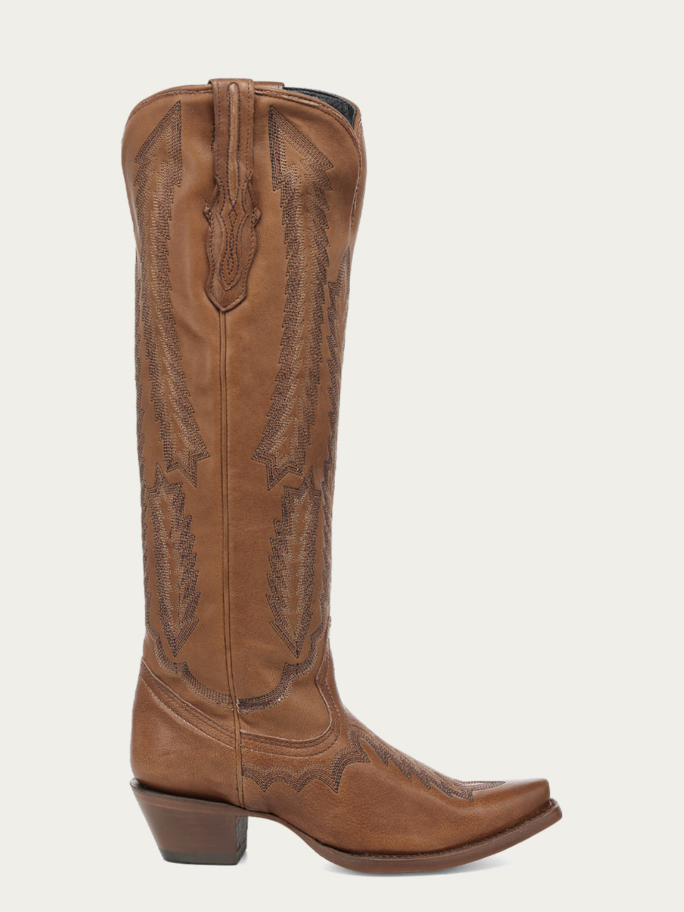 Women's Corral Honey Genuine Leather Boots with Serrated Pattern Embroidery Tall Top Cowboy Boot