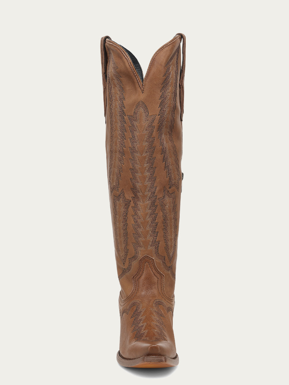 Women's Corral Honey Genuine Leather Boots with Serrated Pattern Embroidery Tall Top Cowboy Boot