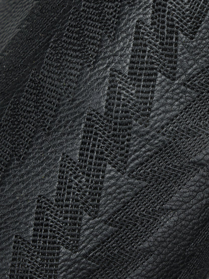 Women's Corral Black Genuine Leather Boots with Serrated Pattern Embroidery Tall Top