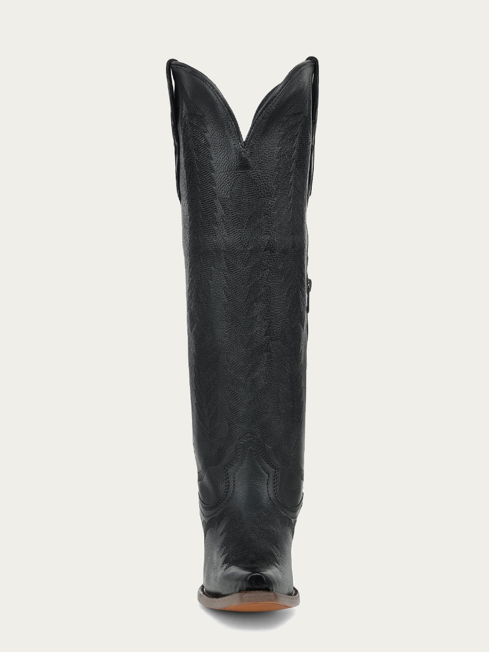 Women's Corral Black Genuine Leather Boots with Serrated Pattern Embroidery Tall Top