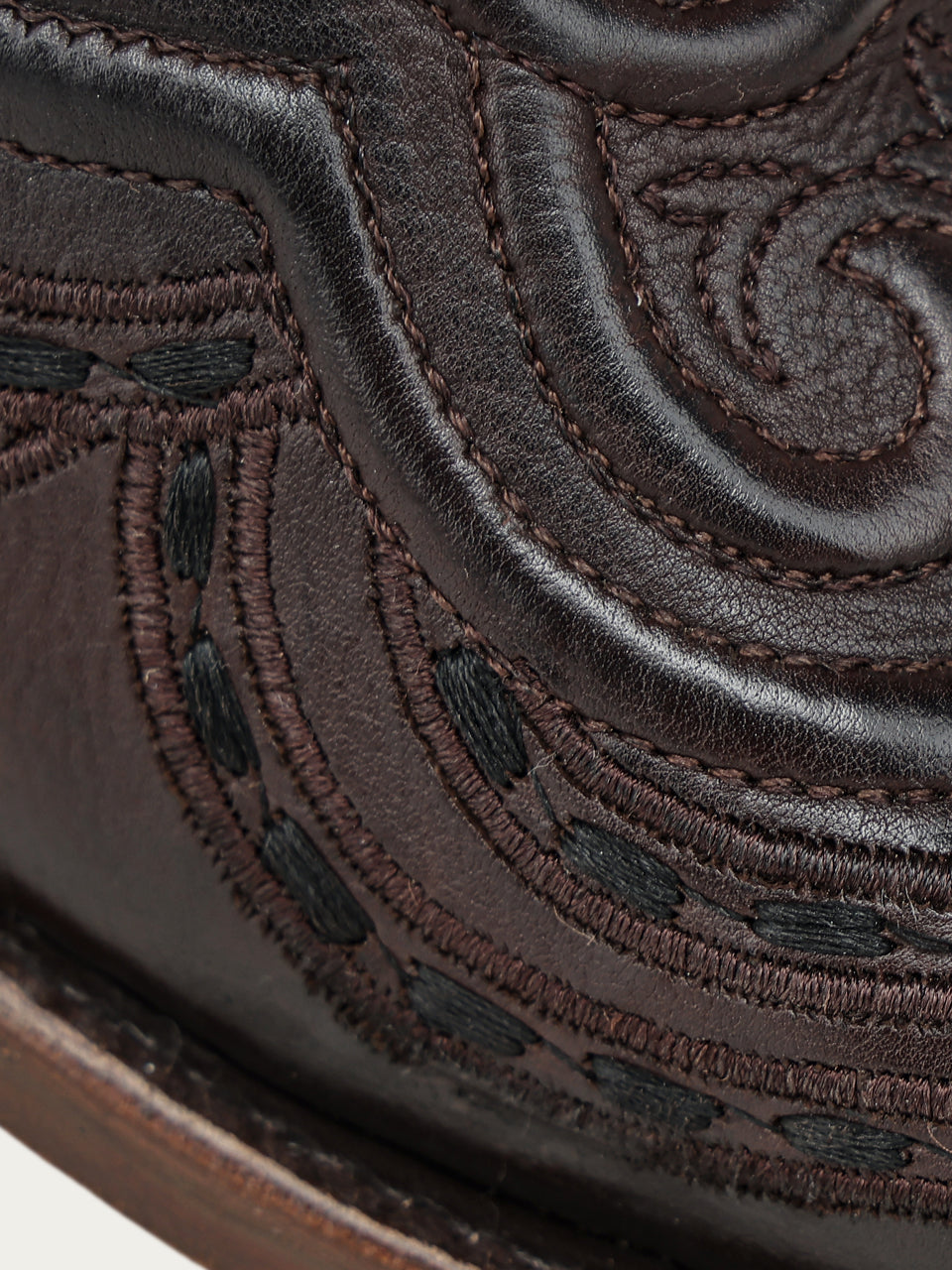Women's Corral Chocolate Genuine Leather Boots with Raised Woven Embroidery Tall Top