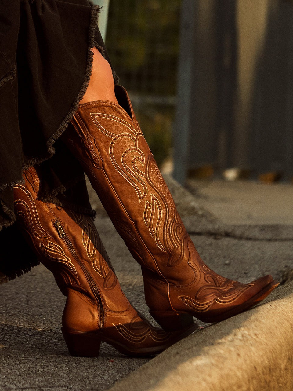 Women's Corral Honey Genuine Leather Boots with Raised Woven Embroidery Tall Top Cowboy Boot