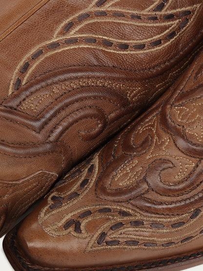 Women's Corral Honey Genuine Leather Boots with Raised Woven Embroidery Tall Top Cowboy Boot