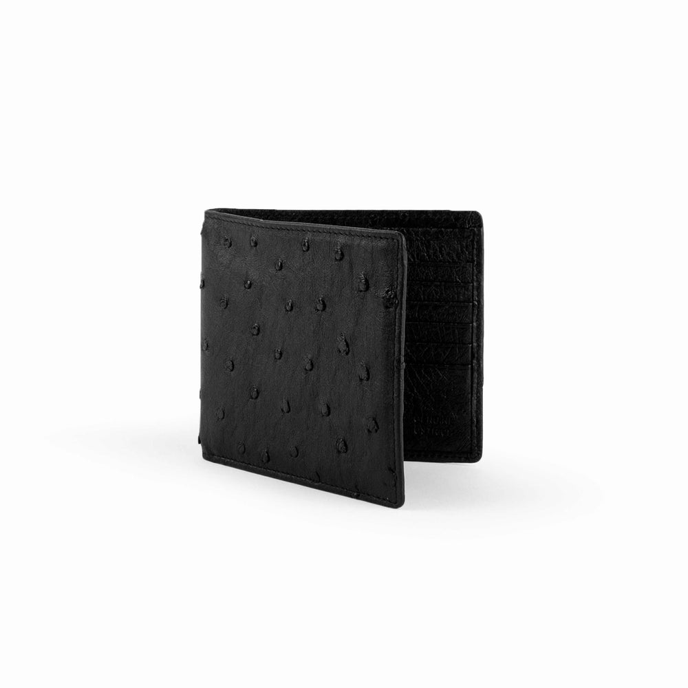 Cartera hipster Ferrini Full Quill de avestruz, color negro