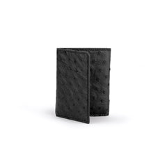 Ferrini Full Quill Ostrich Trifold Wallet Black