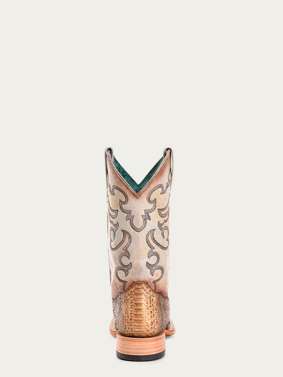 Women's Corral Beige Genuine Python Boots with Taupe Embroidery Wide