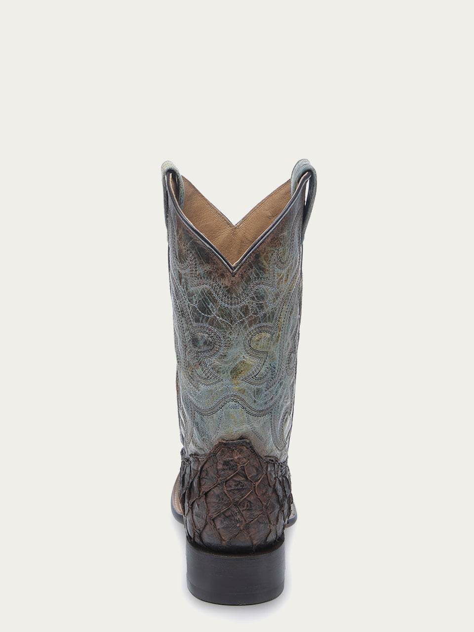 Men's Corral Tobacco Genuine Pirarucu Fish Boots with Embroidery