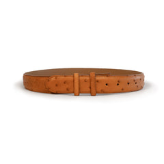 Ferrini Cowboy Full Quill Ostrich Belt Handmade Cognac 