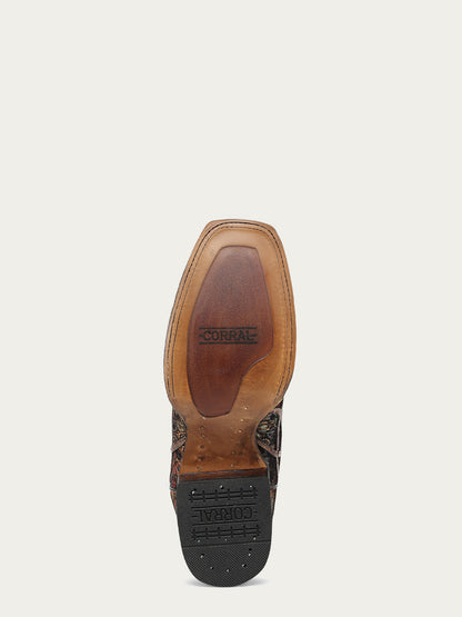 Women's Corral Bone Genuine Leather Boots with Multicolor Inlay & Studs