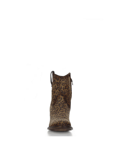 Women's Corral Leopard Print Genuine Leather Boots with Zipper Ankle Boot