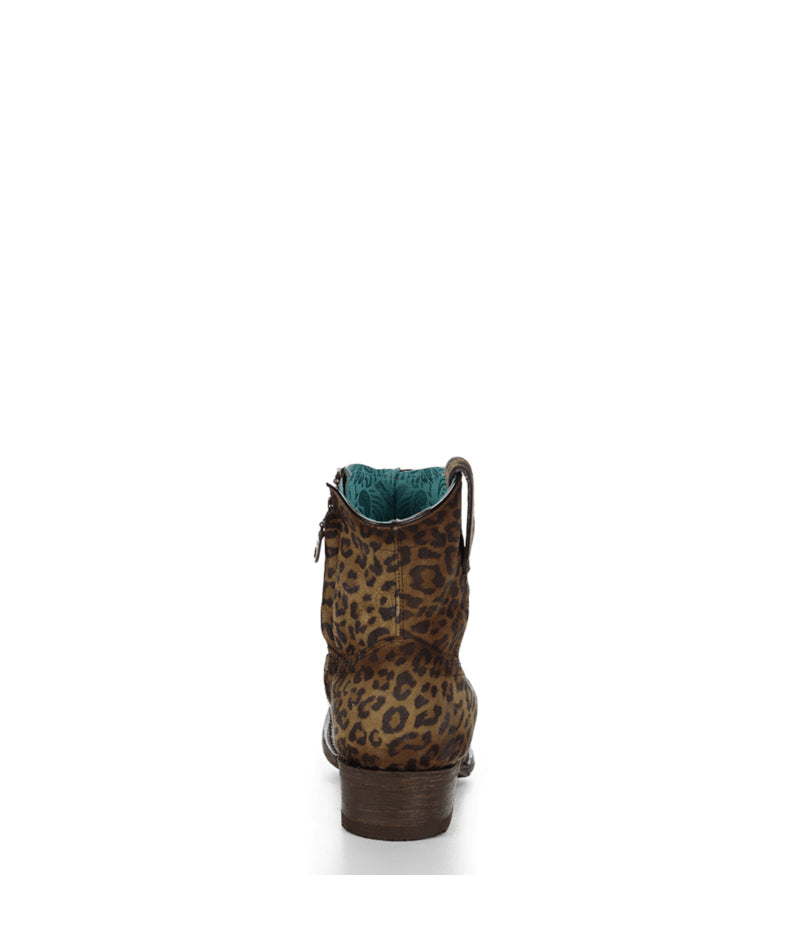Women's Corral Leopard Print Genuine Leather Boots with Zipper Ankle Boot