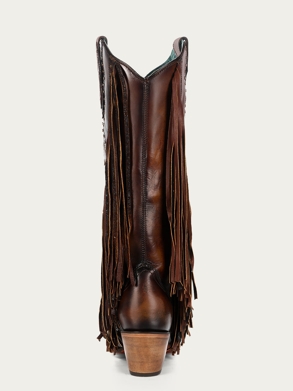Women's Corral Honey Genuine Eagle Boots with Embroidery & Studs & Fringes Tall Top