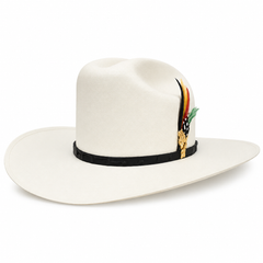 White Diamond 100000X Sinaloa Palm Straw Cowboy Hat – San Judas Gold Emblem