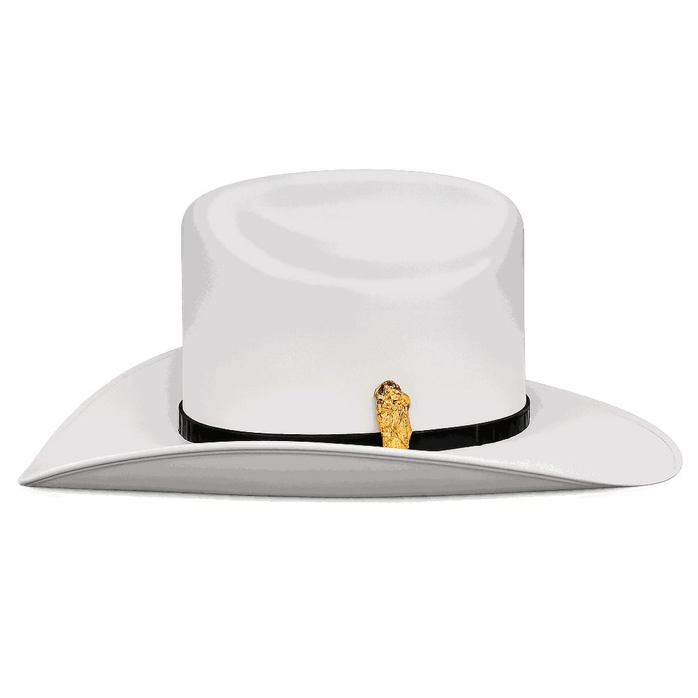 White Diamond 10,000X Sinaloa Straw Cowboy Hat – Genuine Crocodile Leather Band – Authentic Gold San Judas