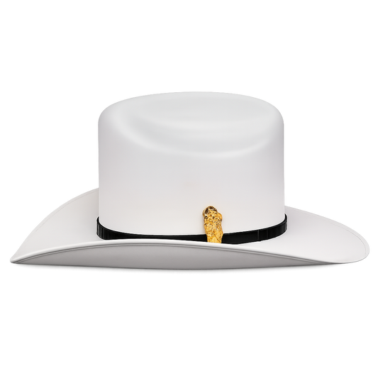 White Diamond 10,000X Sinaloa Straw Cowboy Hat – Genuine Crocodile Leather Band – Authentic Gold San Judas