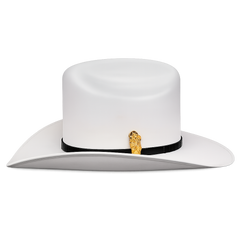 White Diamond 10,000X Sinaloa Straw Cowboy Hat – Genuine Crocodile Leather Band – Authentic Gold San Judas