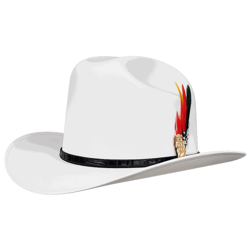 White Diamond 5000X Sinaloa Straw Cowboy Hat – Genuine Crocodile Leather Band – Authentic Gold San Judas
