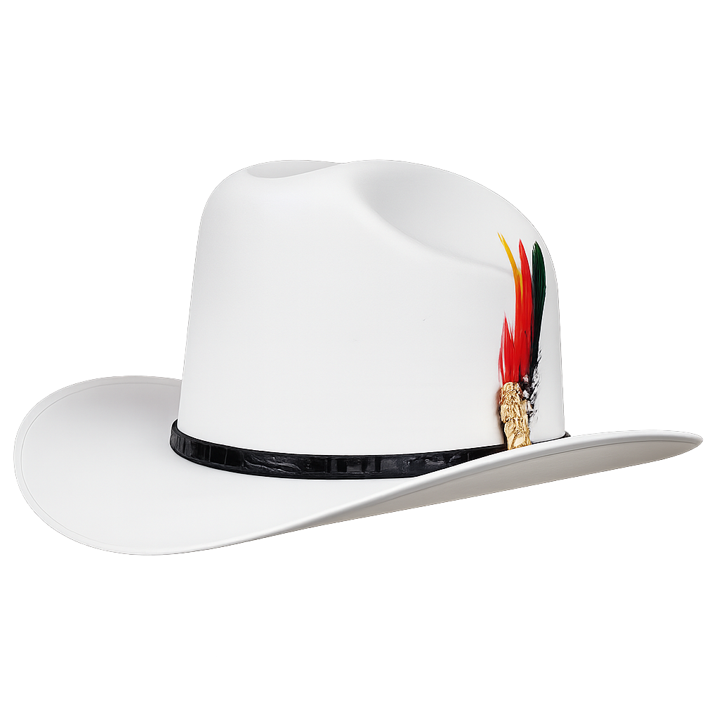 White Diamond 5000X Sinaloa Straw Cowboy Hat – Genuine Crocodile Leather Band – Authentic Gold San Judas