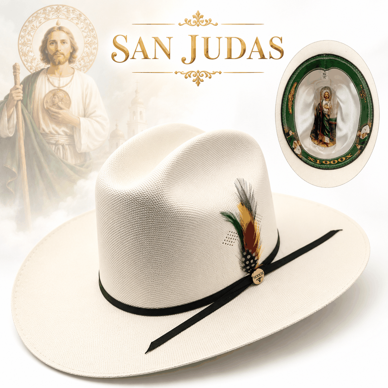 Hooch Hats Straw Cowboy Hat Telar 1x1 1000X San Judas Tadeo Edition