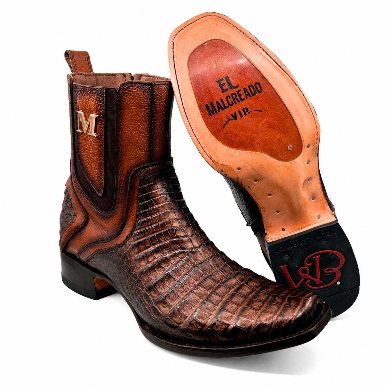 Men's El Malcreado Roy Brown Genuine Caiman Belly Botin Boots Handmade