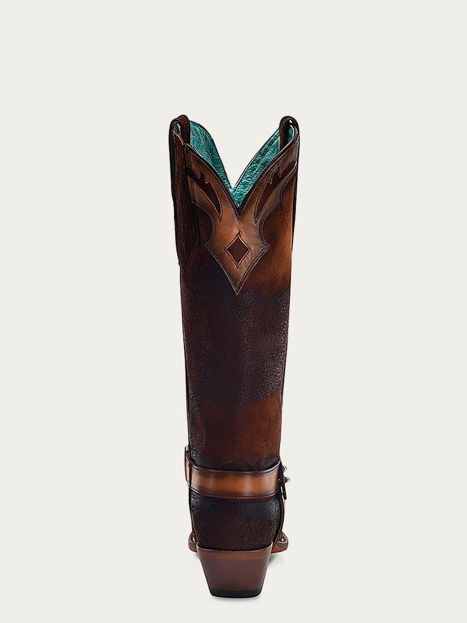 Women's Corral Dark Brown Genuine Lamb Leather Boots with Embroidery & Harness & Overlay