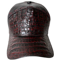 Black Cherry Caiman Crocodile Alligator Belly Cap Real Adjustable Closure Handmade