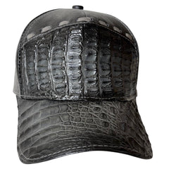 Grey Caiman Crocodile Alligator Belly Cap Real Adjustable Closure Handmade