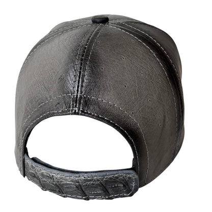 Grey Caiman Crocodile Alligator Belly Cap Real Adjustable Closure Handmade