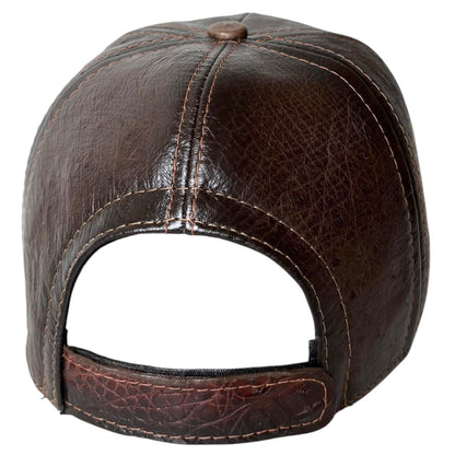 Brown Caiman Crocodile Alligator Belly Cap Real Adjustable Closure Handmade