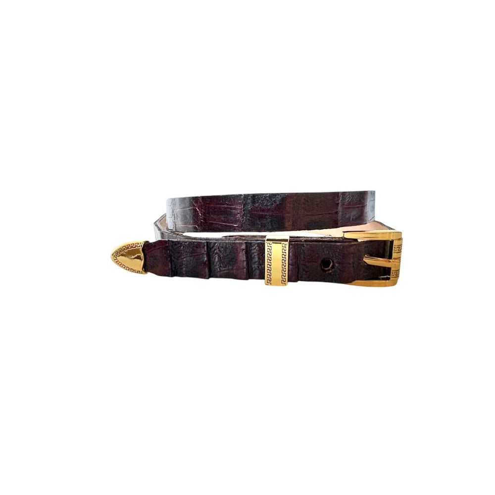 Crocodile Alligator Cowboy Hat Band Gold Plated 3 Piece Buckle Set  Handmade 26”