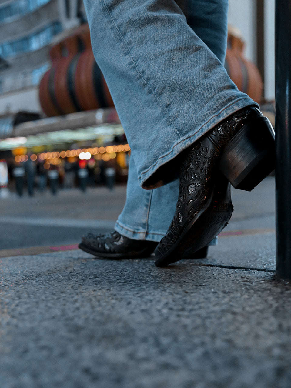 Women's Corral Black Genuine Leather Boots with Silver Full Inlay
