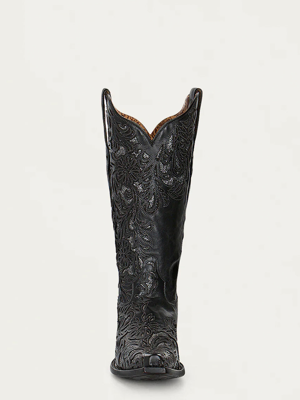 Women's Corral Black Genuine Leather Boots with Silver Full Inlay